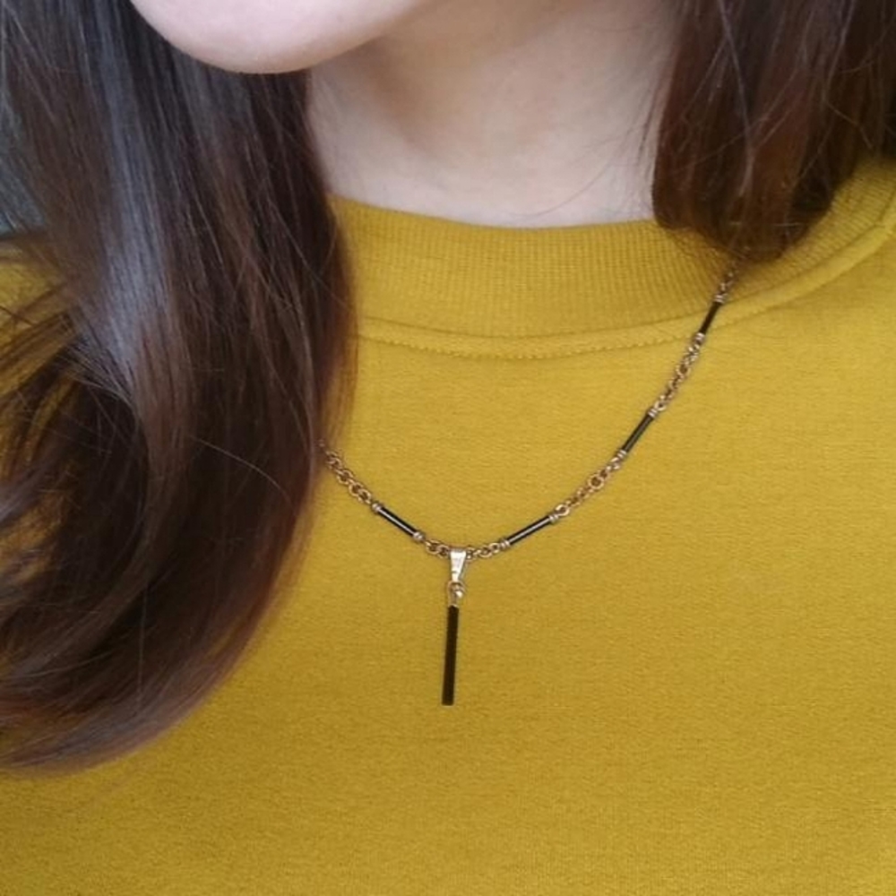 Unique Black Tourmaline and Glass Necklace and and Earrings Set